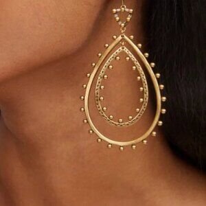 EUC Kendra Scott Rumor Gold Beaded Teardrop Earrings Gold